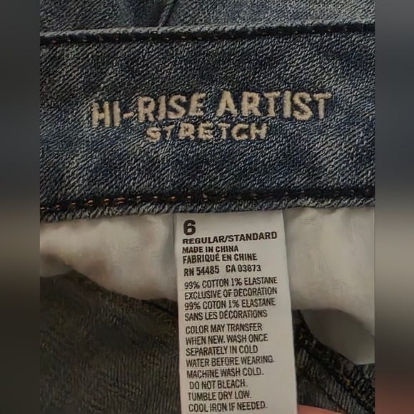 American Eagle Hi Rise Artist Jeans 6R Distressed Flare Stretch Blue Denim E70 - Picture 7 of 11